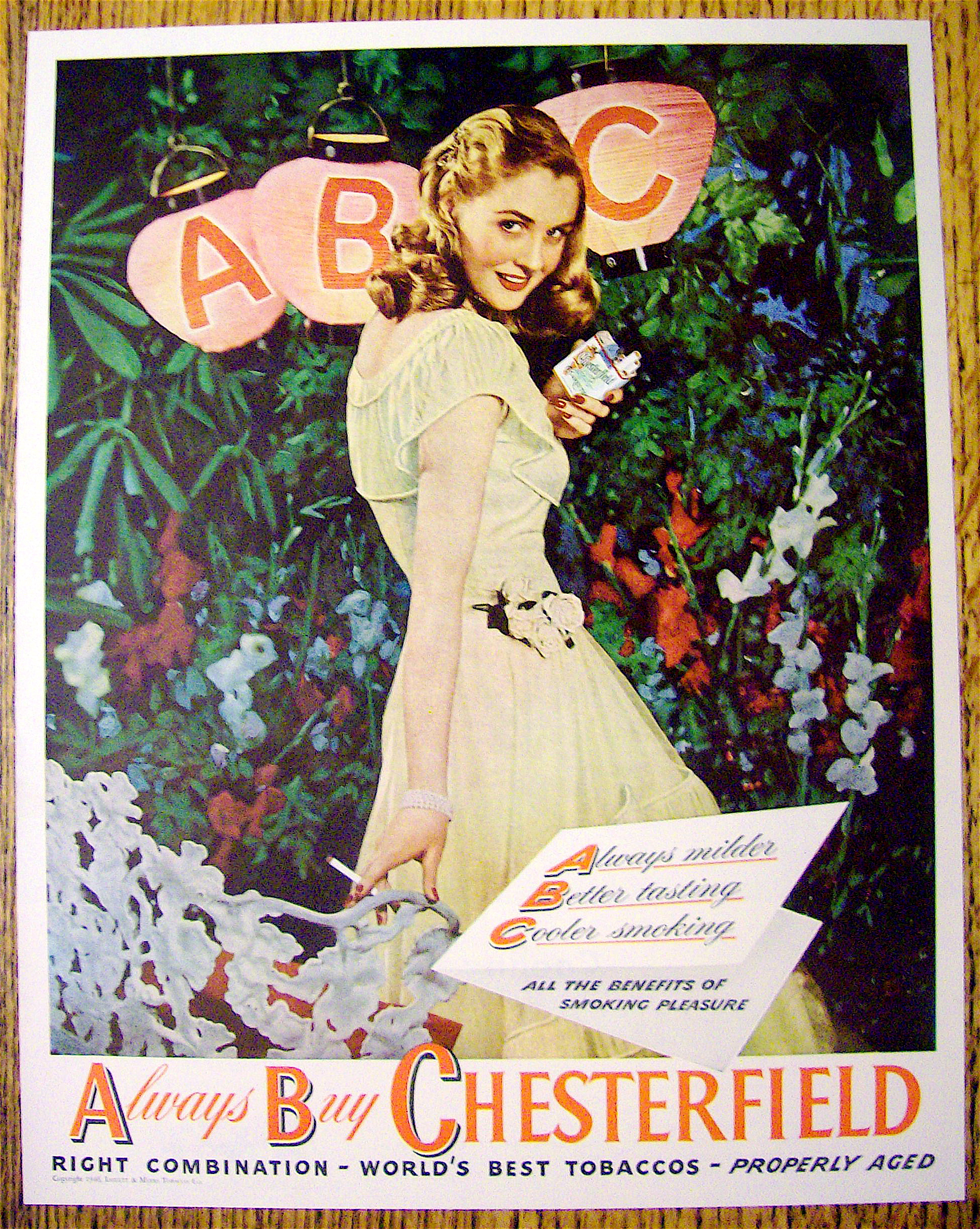 1946 Chesterfield Cigarettes with Girl Smoking