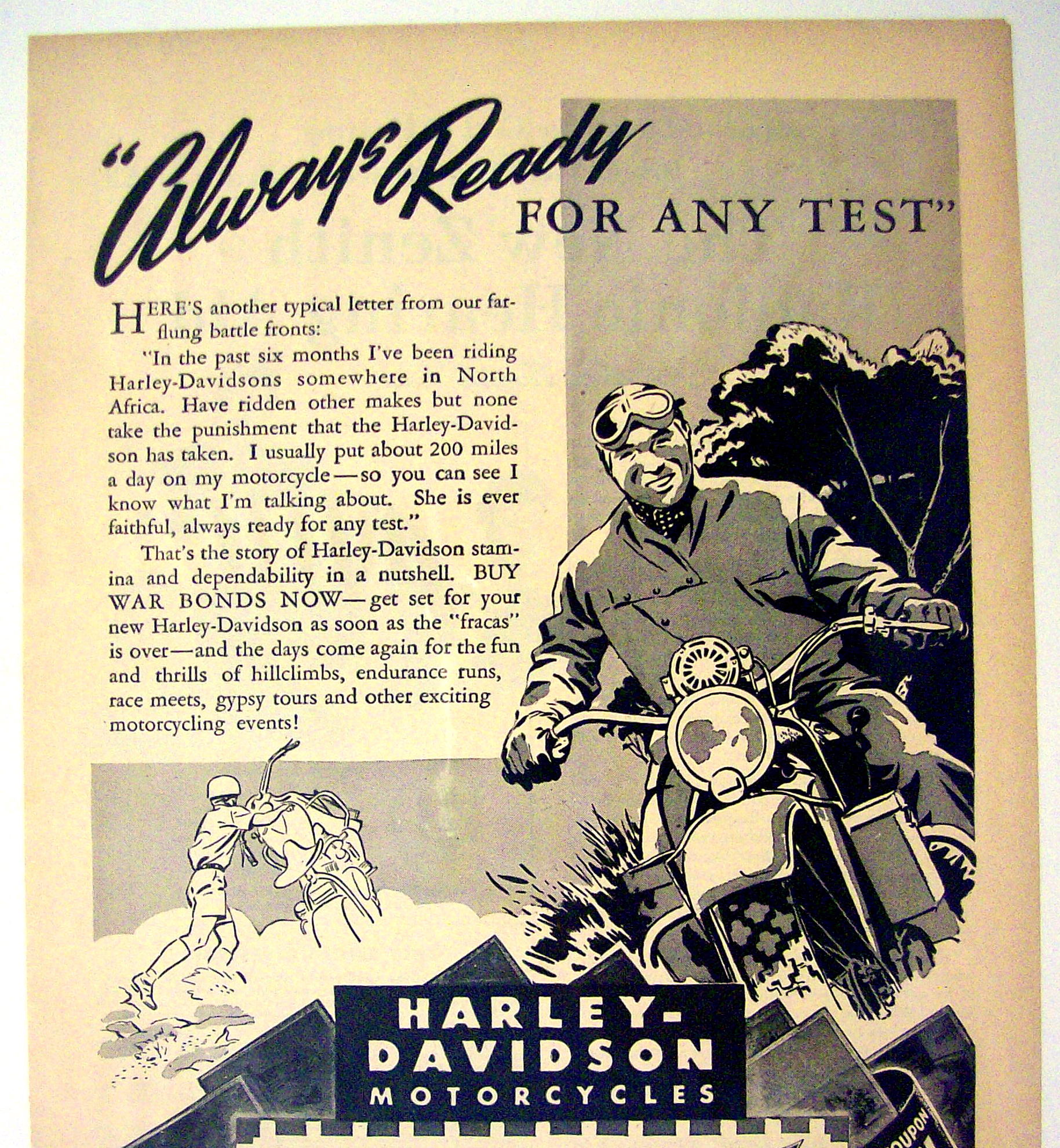 1944 Harley-Davidson Motorcycles with Man & Motorcycle