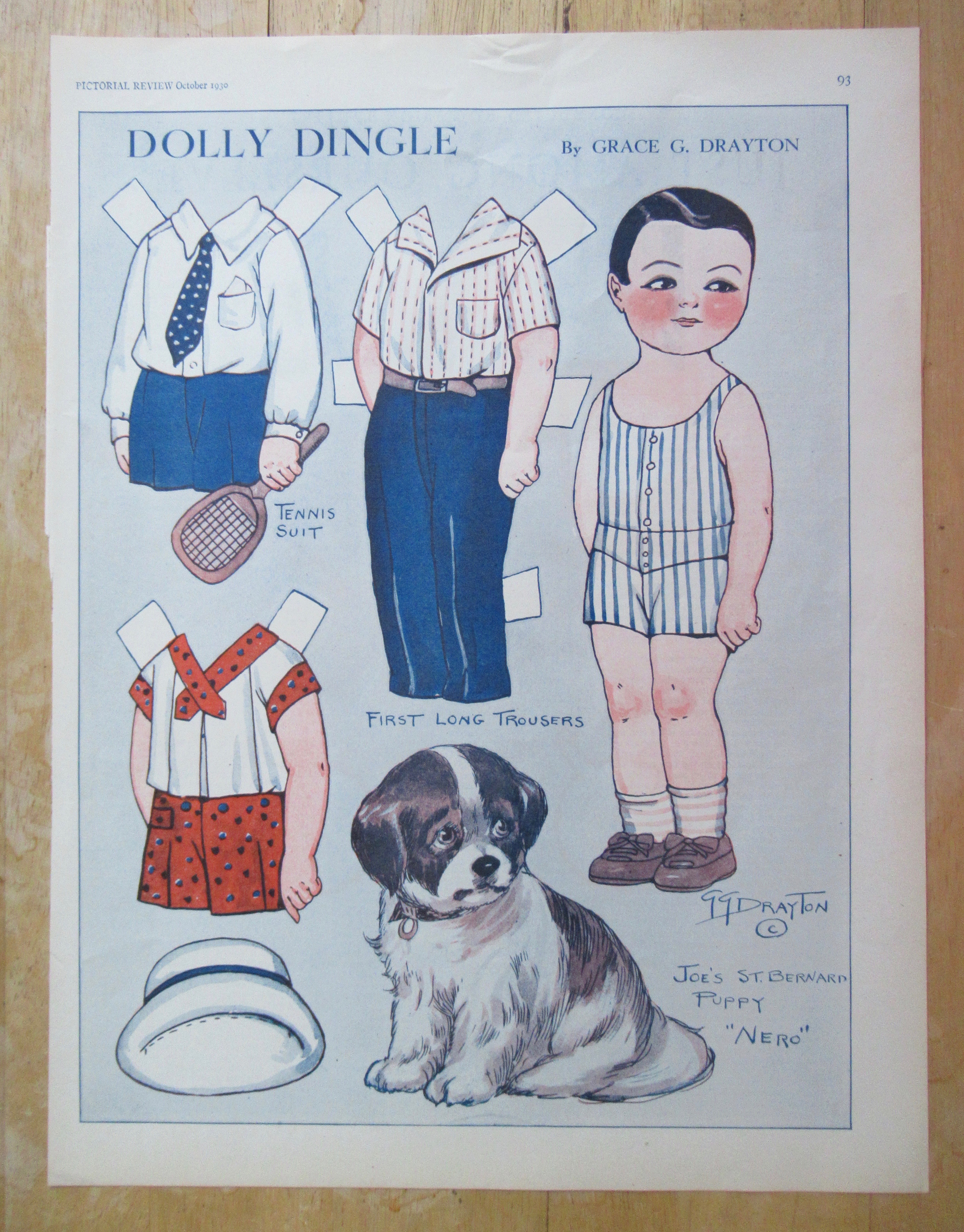 1930 Dolly Dingle Paper Doll w/ Joe & Joe's Puppy Nero