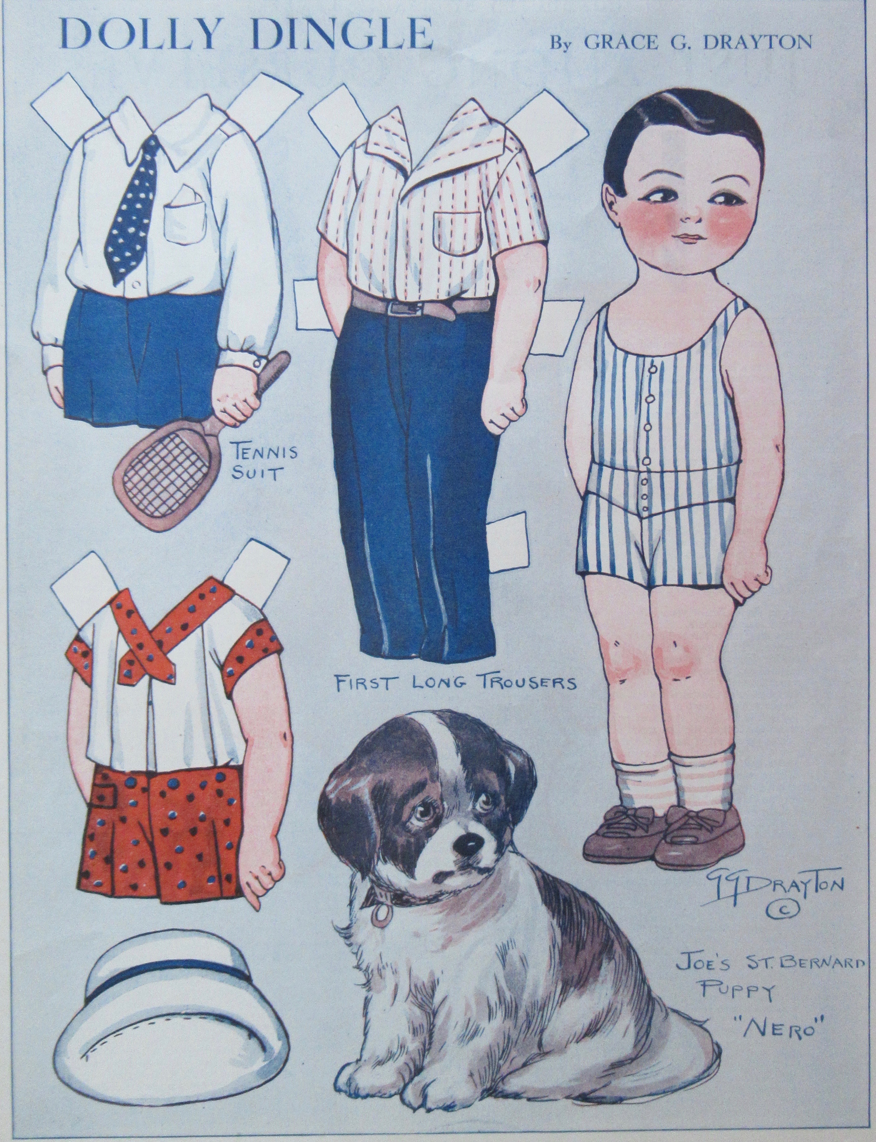 1930 Dolly Dingle Paper Doll w/ Joe & Joe's Puppy Nero
