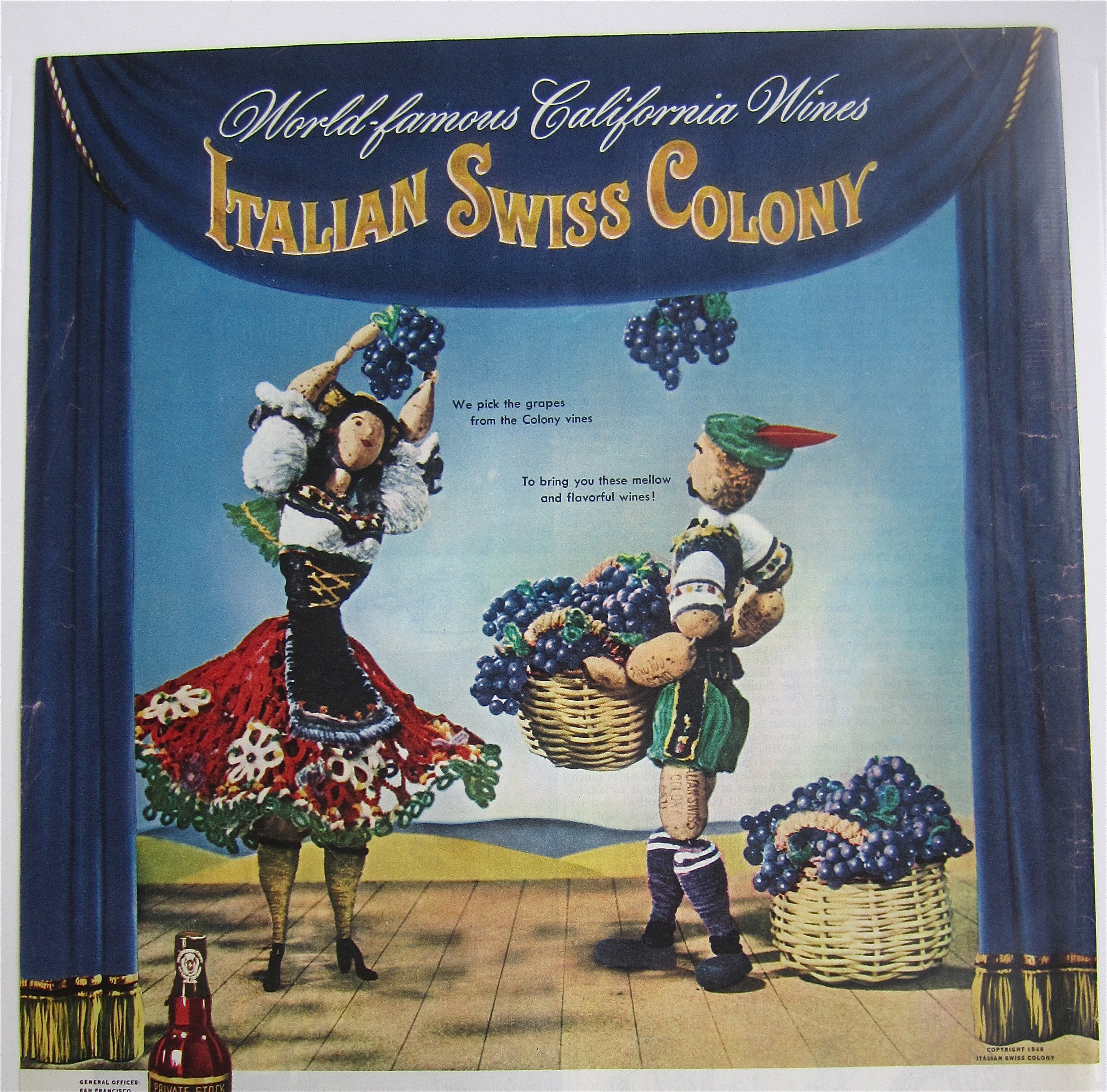 1946 Italian Swiss Colony WIne w/People Picking Grapes