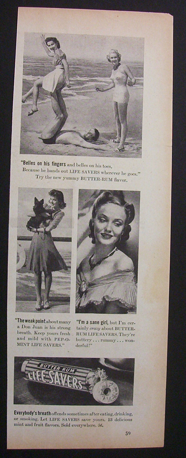 Vintage Ad: 1940  Butter Rum Lifesavers