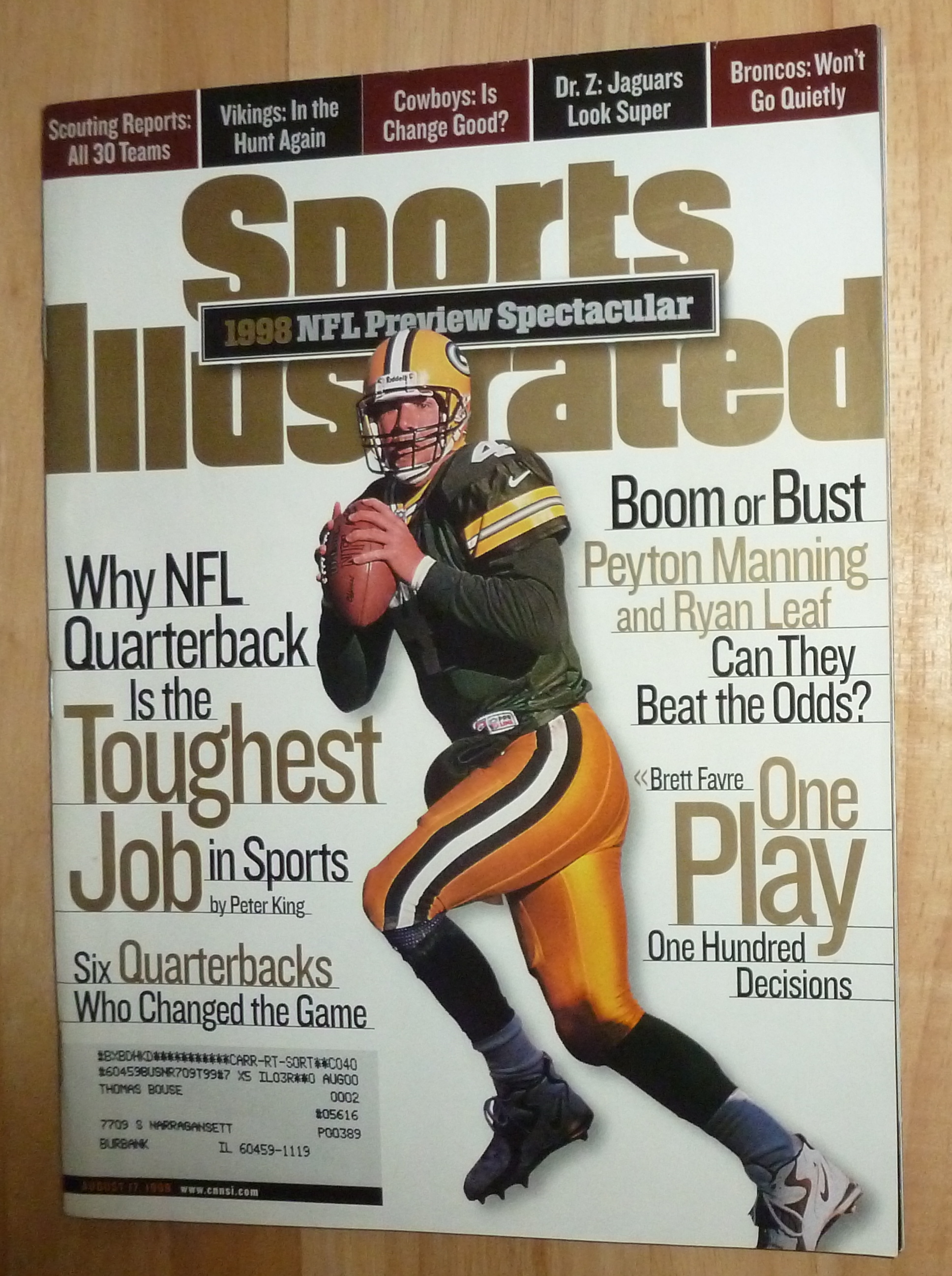 Sports Illustrated Magazine-August 17, 1998-NFL Preview