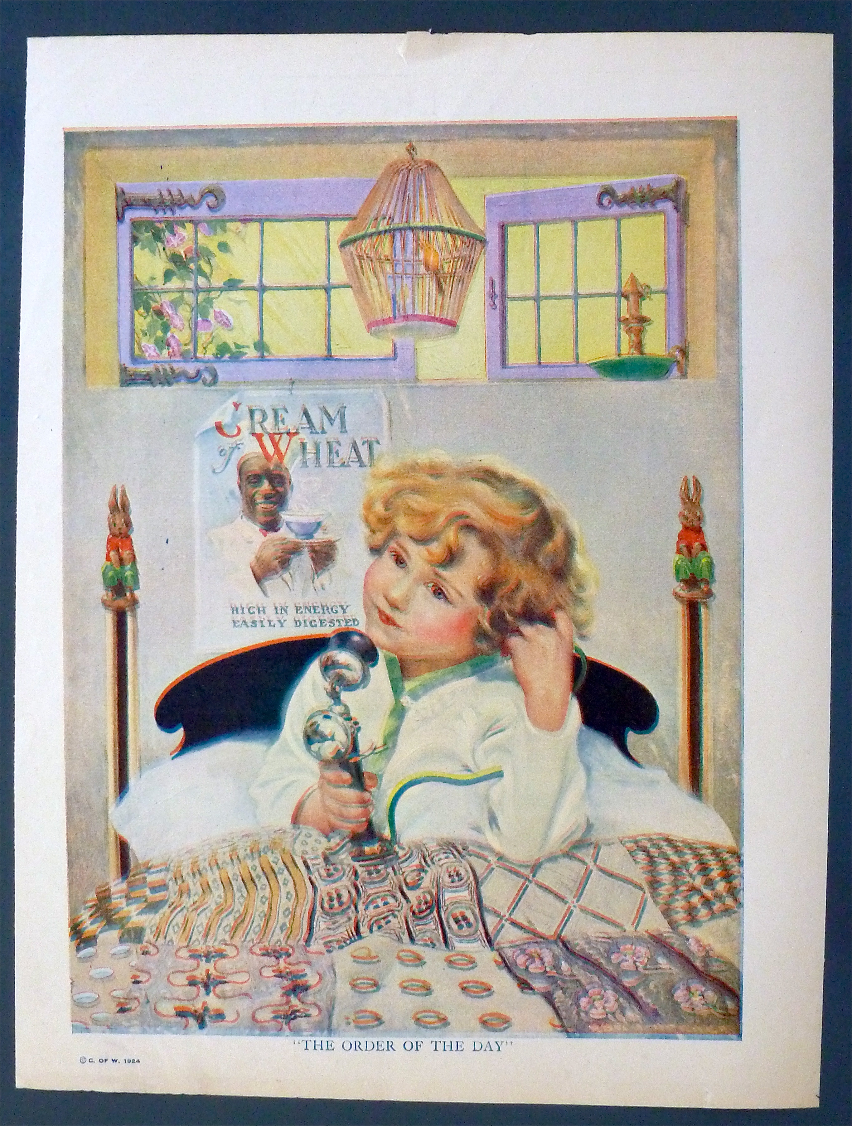 1924 Cream Of Wheat Cereal with Child On Phone