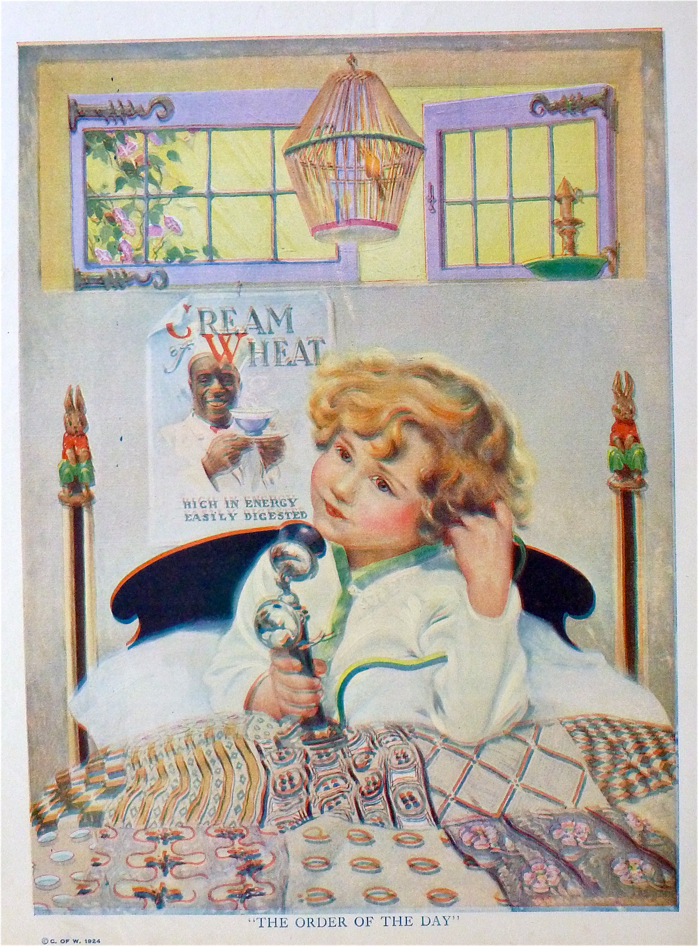 1924 Cream Of Wheat Cereal with Child On Phone