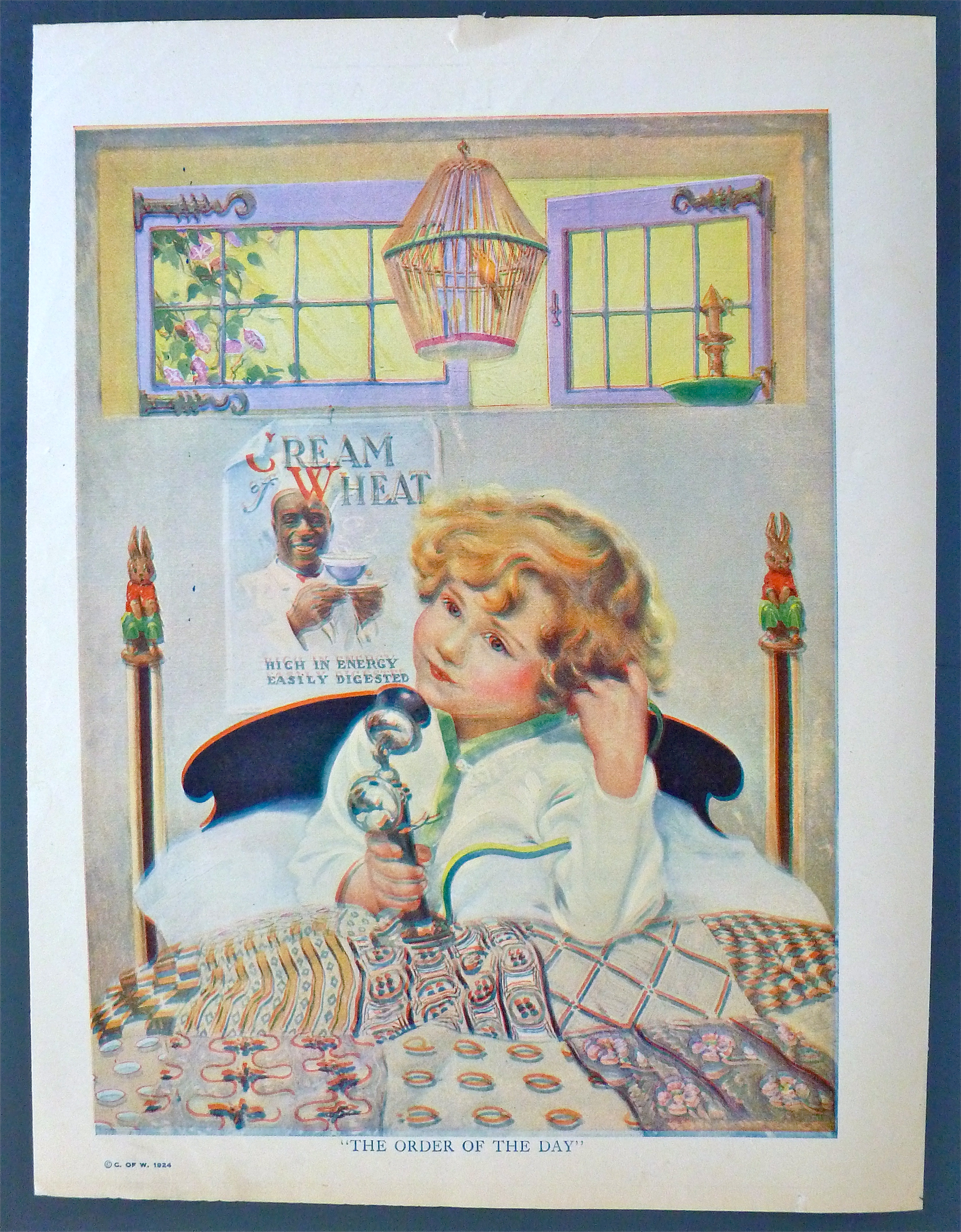 1924 Cream Of Wheat Cereal with Child On Phone