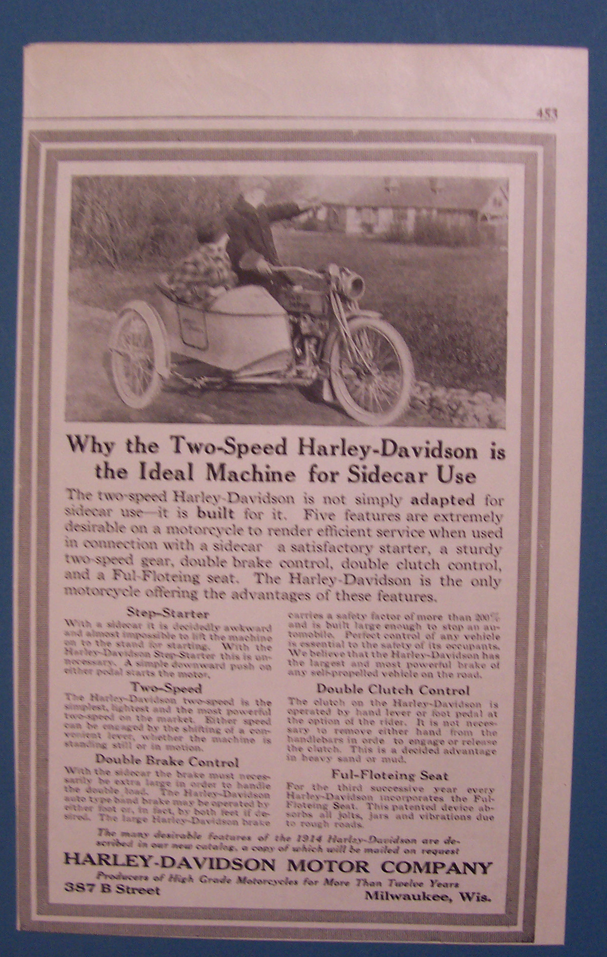 1914 Harley-Davidson Motorcycle with Man & Woman