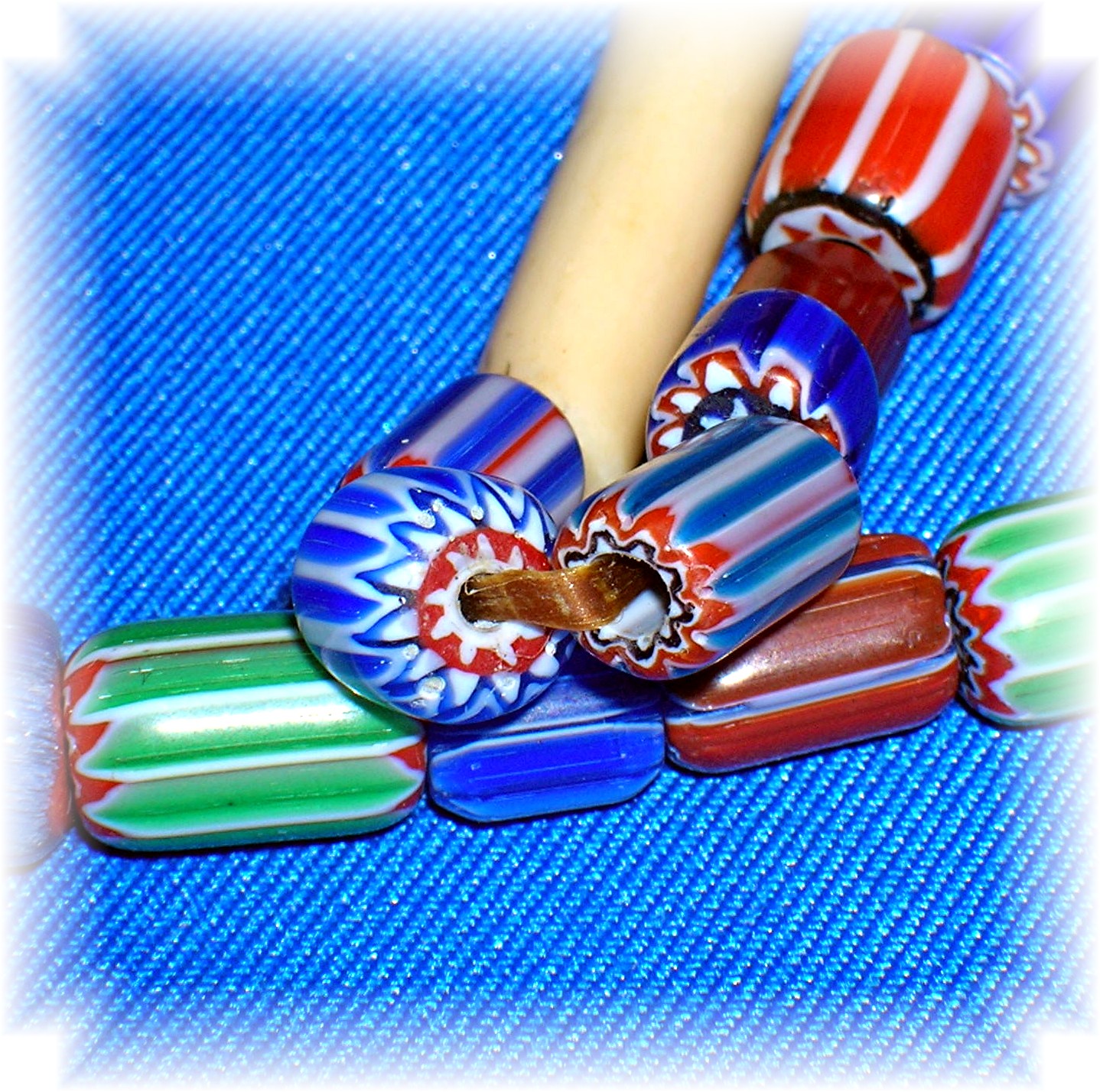Native American Red Heart Glass and Bone Trade Beads 28