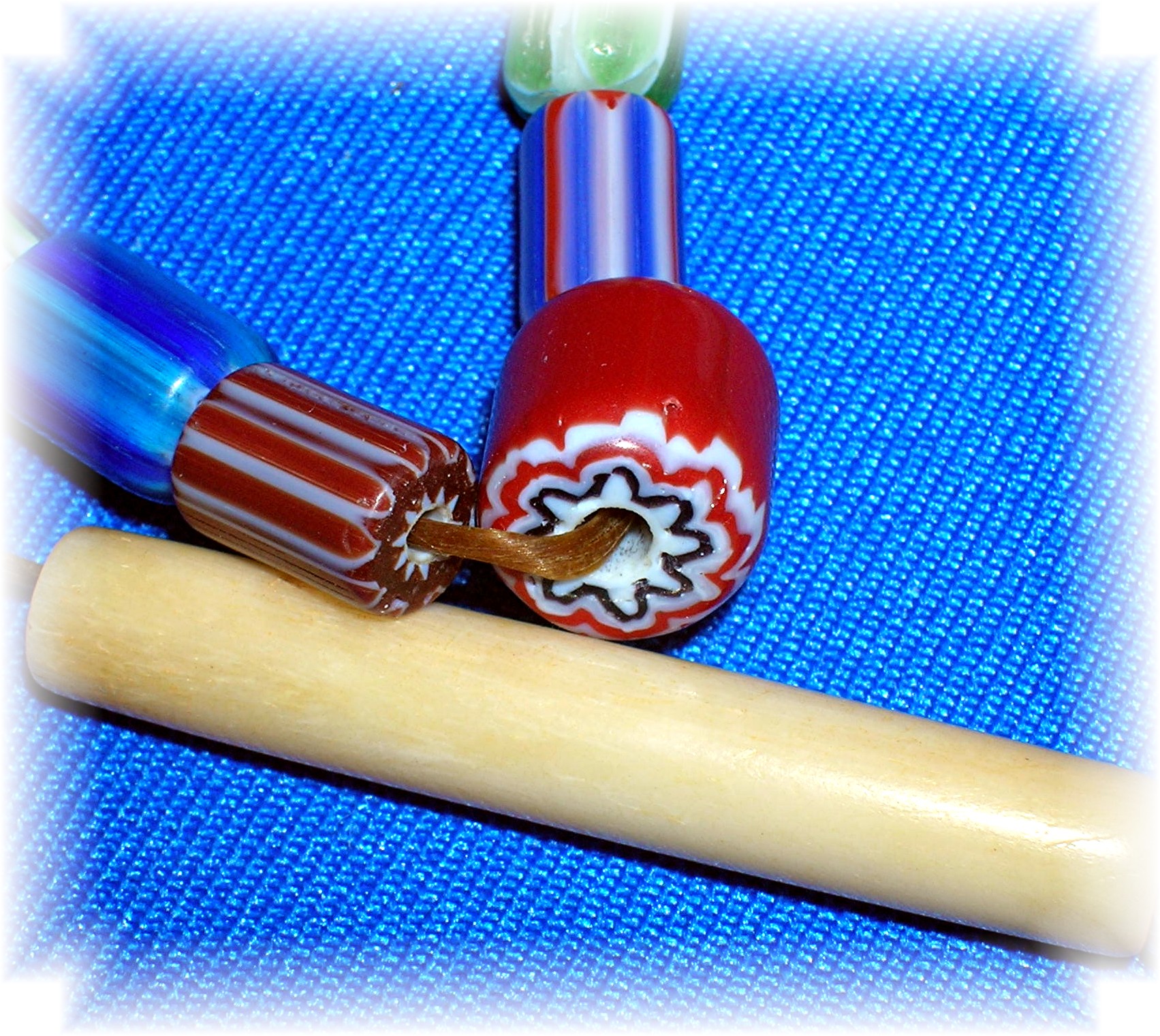 Native American Red Heart Glass and Bone Trade Beads 28