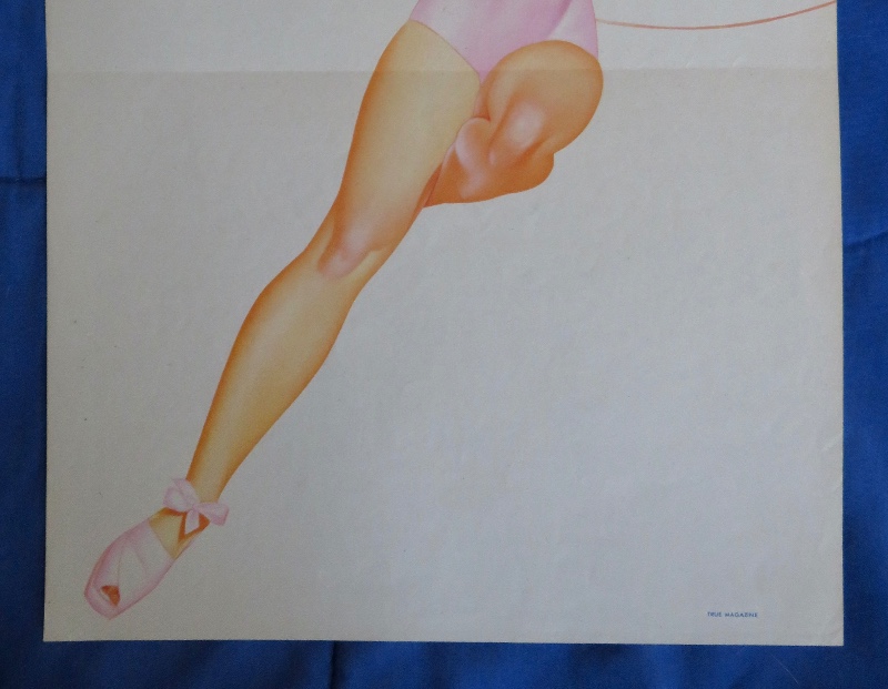 Original 1945 Sexy Red Haired Pin Up Girl Wearing Pink Outfit & Pink Hat While Talking On Telephone By George Petty