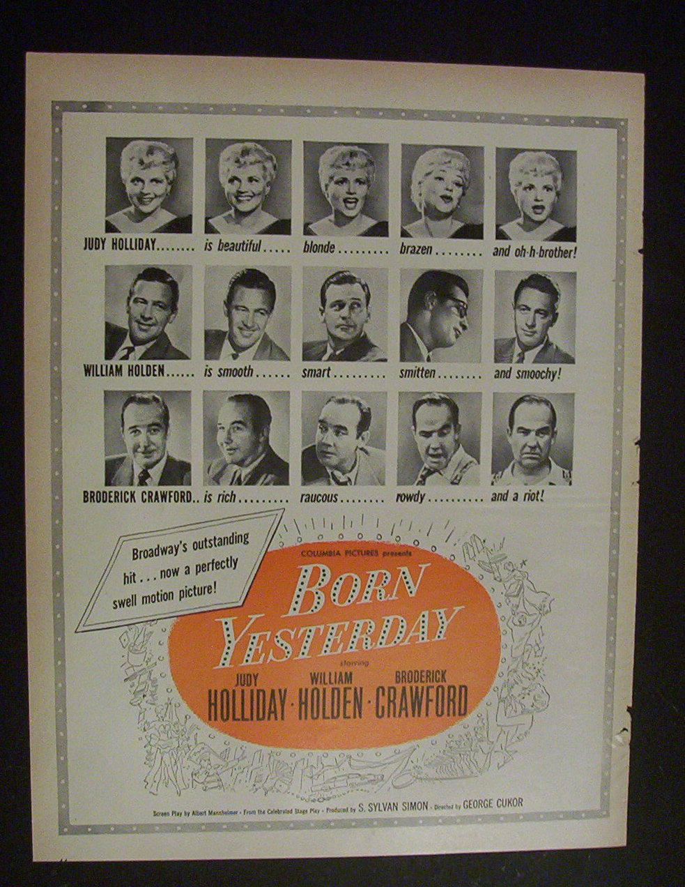 1951  Movie  Ad  for  Born  Yesterday