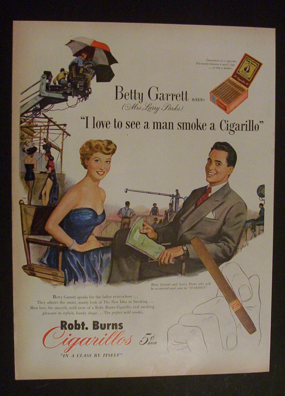 1951 Robt Burns Cigarillos with Betty Garrett