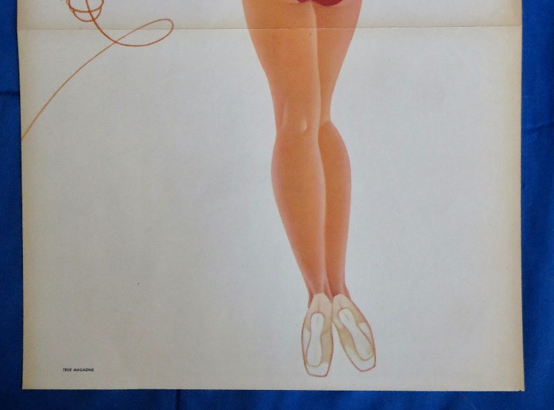 Original 1946 Sexy Pin Up Girl Wearing A Dark Pink Bodysuit While Picking Up The Telephone By George Petty