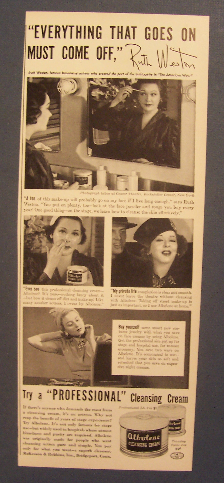 1940 Albolene Cleansing Cream with Ruth Weston