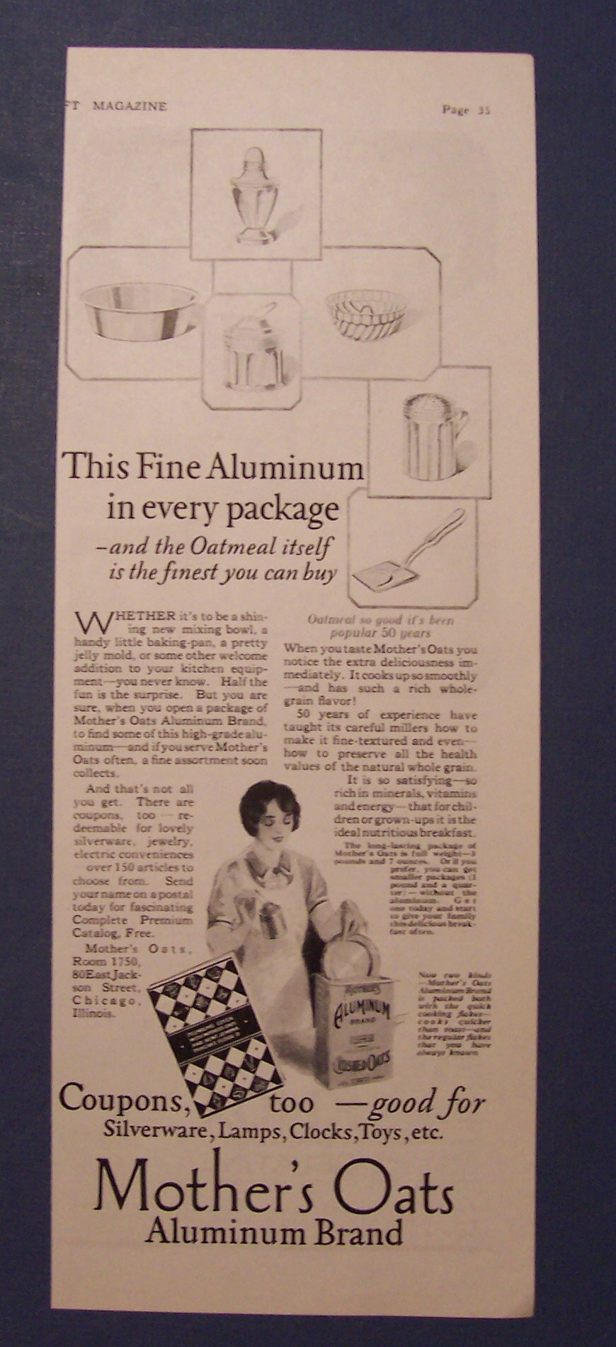 1927  Mother's  Oats  Aluminum  Brand