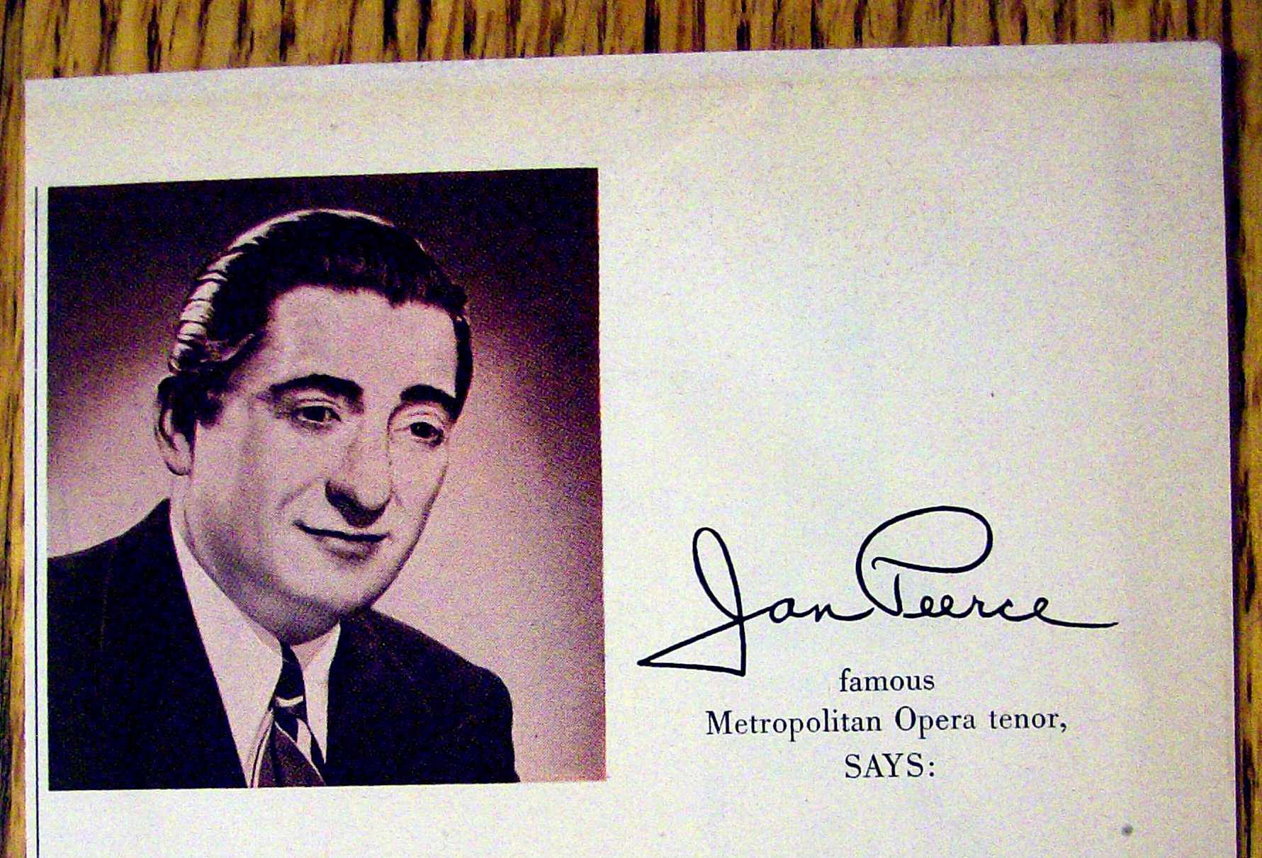 1951 Old Angus Whiskey with Opera Star Jan Peerce