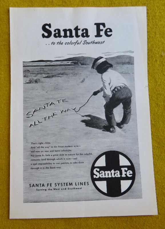 1946 Santa Fe System Lines With Indian Boy Writing On The Ground