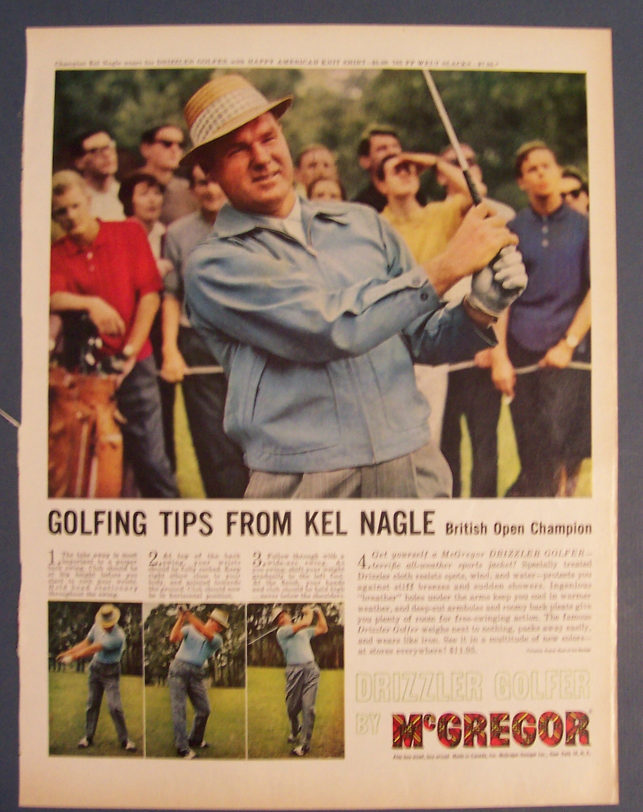 1961 Mc Gregor Drizzler Golfer with Kel Nagle