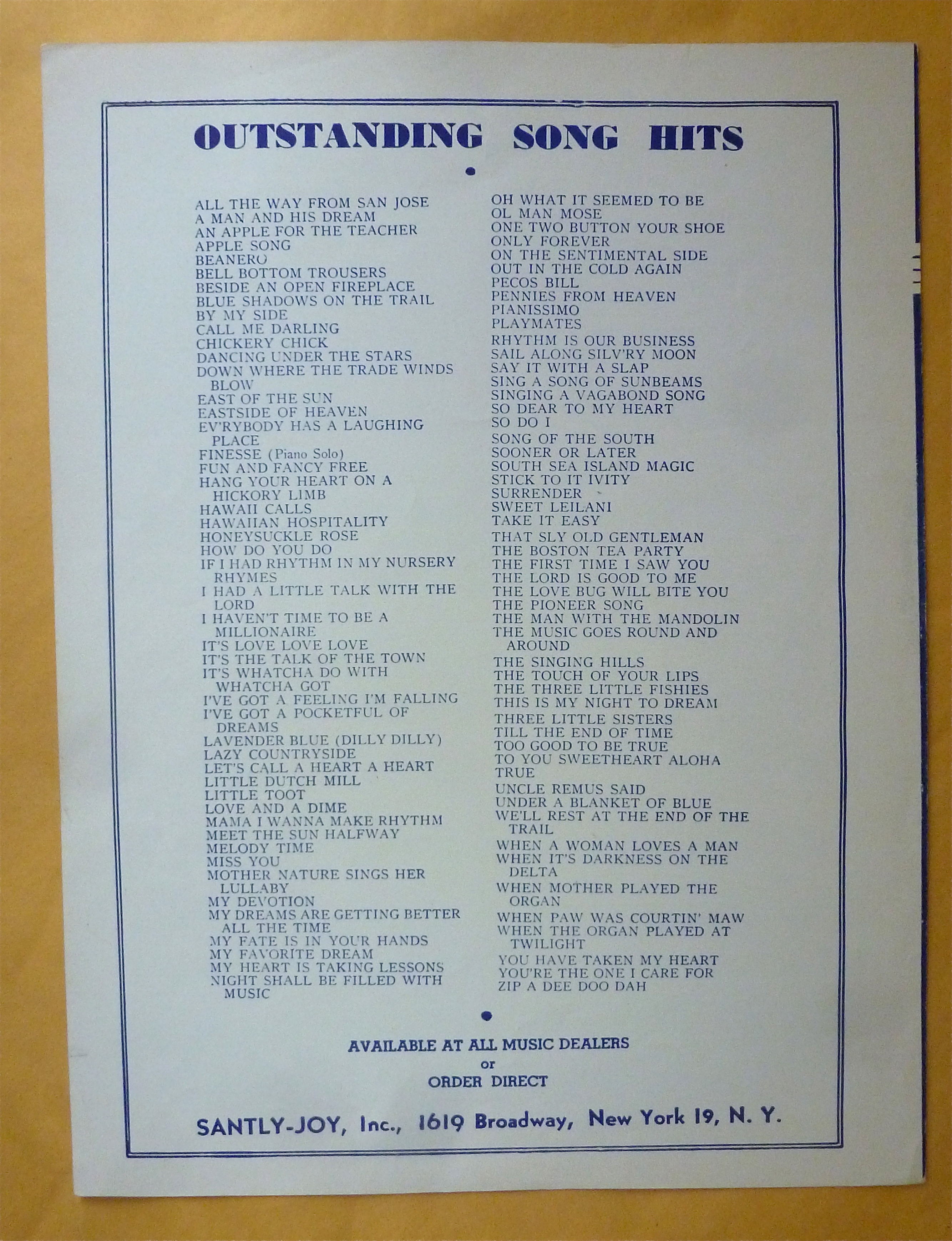 Sheet Music For 1951 Sparrow In The Tree Top