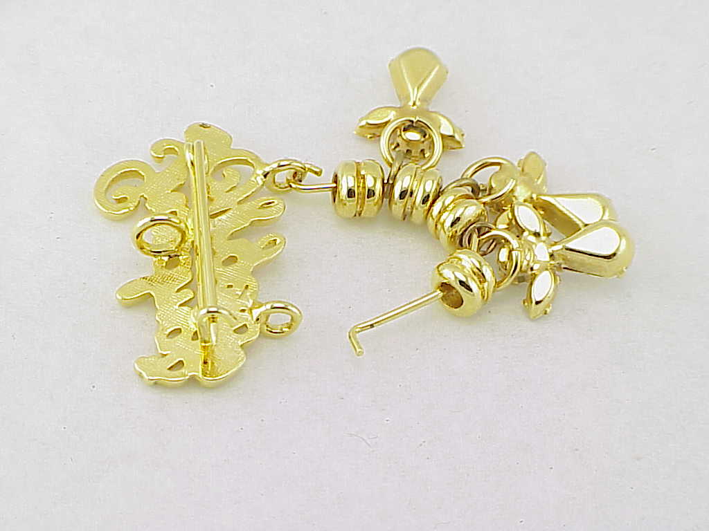 Grandma'S Angels Brooch Or Pendant With Dangling Rhinestone Angels