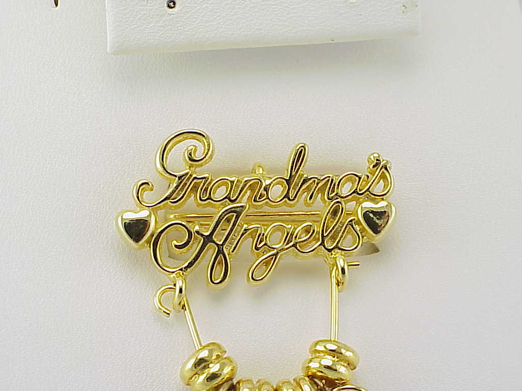 Grandma'S Angels Brooch Or Pendant With Dangling Rhinestone Angels