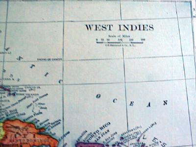 1904 Map Cuba And West Indies Antique