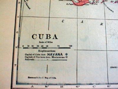 1904 Map Cuba And West Indies Antique