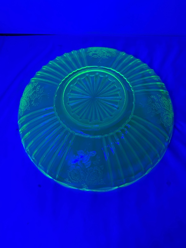 Uranium Anchor Hocking Mayfair Open Rose Bowl 11 3/4" Circa 1930s