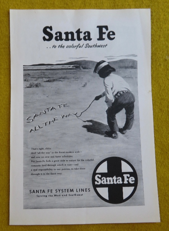 1946 Santa Fe System Lines With Indian Boy Writing On The Ground