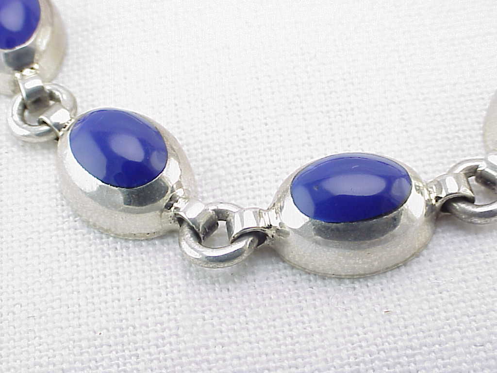 Mexican Sterling Silver Lapis Lazuli Bracelet Signed Tc-179