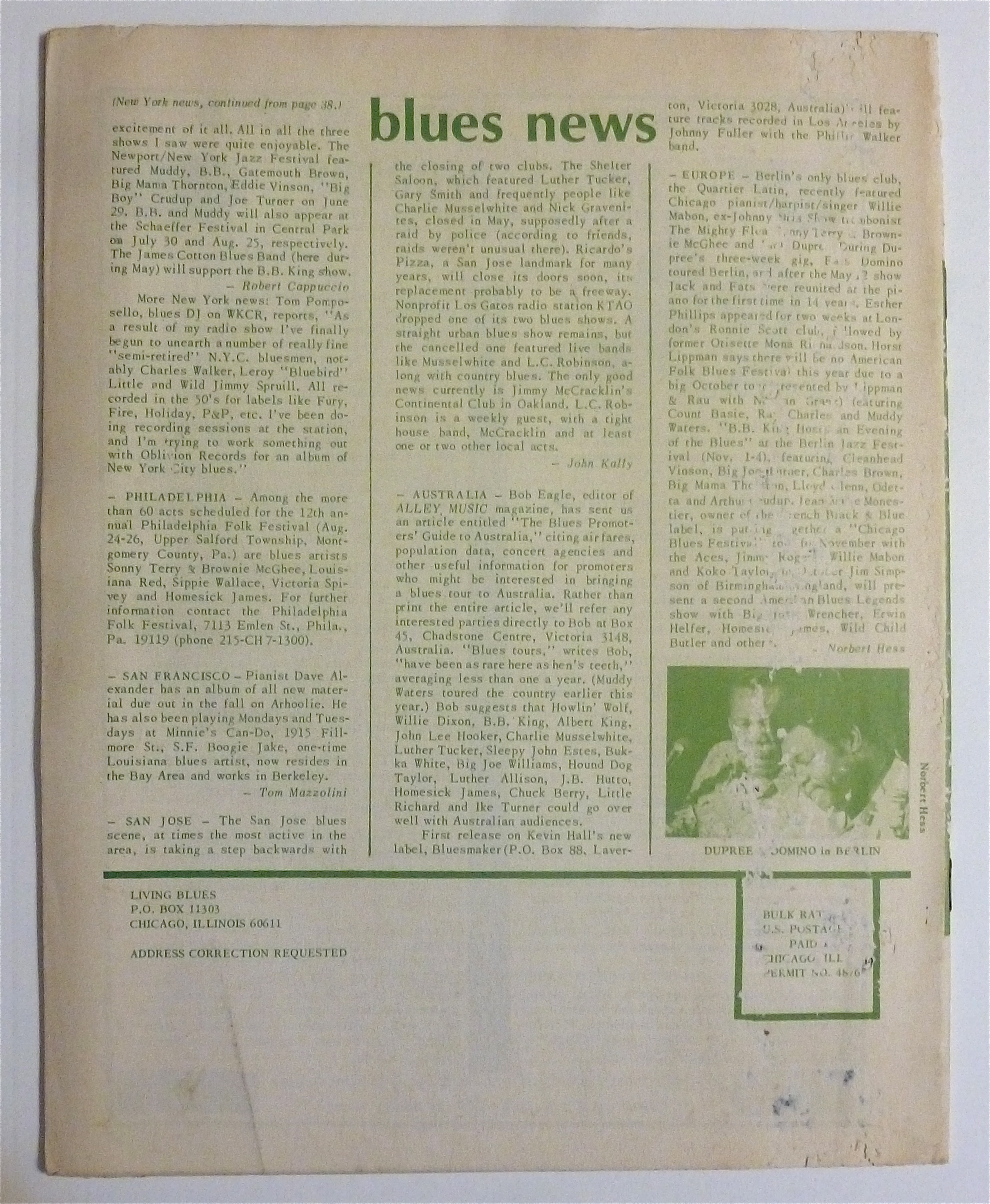 Living Blues Magazine Summer 1973 Sonny & Brownie