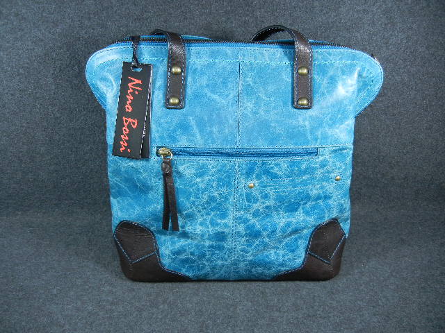 Nino Bossi Galaxy Teal  Leather Bag