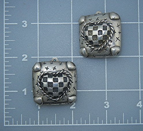 Dian Malouf Texas Sterling Silver Heart Clip Earrings
