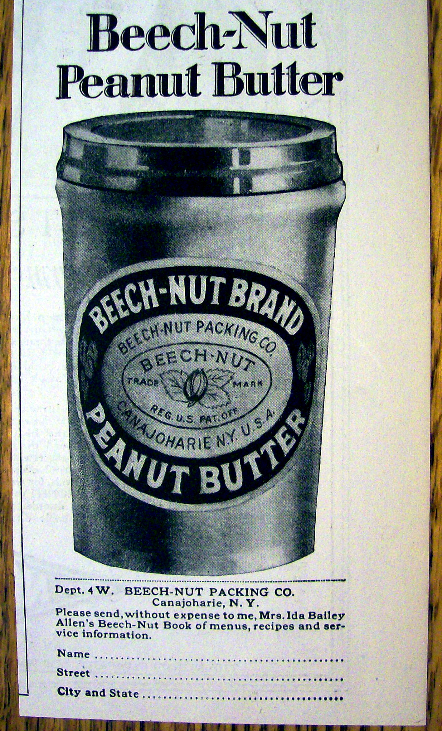 1924 Beech-Nut Peanut Butter with Girl Licking Bread