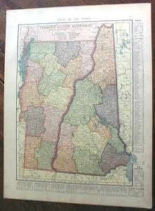 1904 Map Vermont New Hampshire Massachusetts Rhode Is.