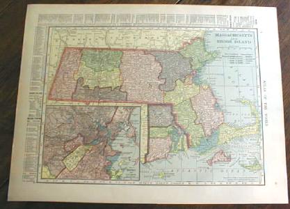 1904 Map Vermont New Hampshire Massachusetts Rhode Is.