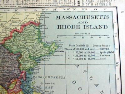 1904 Map Vermont New Hampshire Massachusetts Rhode Is.