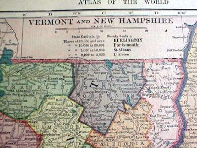 1904 Map Vermont New Hampshire Massachusetts Rhode Is.