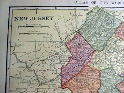 1904 Map New Jersey And Pennsylvania Antique