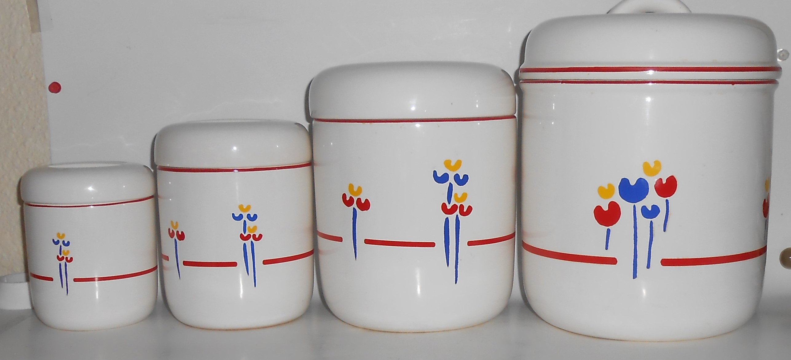 Riva Designs Pottery Set/4 Tulips Canisters