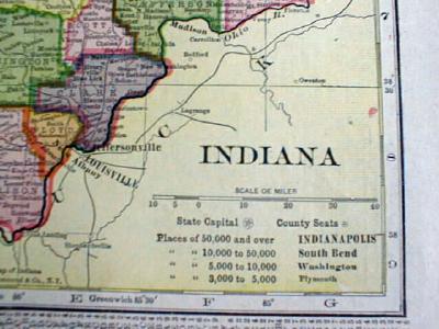 1904 Map Kentucky Tennessee Indiana