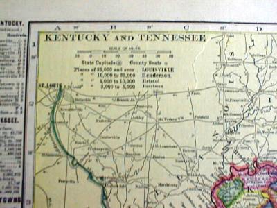 1904 Map Kentucky Tennessee Indiana