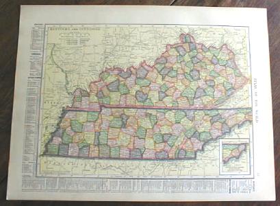 1904 Map Kentucky Tennessee Indiana