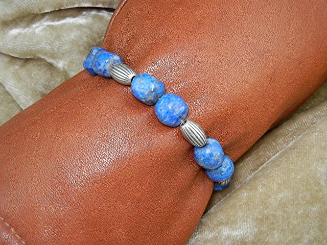 Spiritual Beads Lapis sterling Silver Bracelet