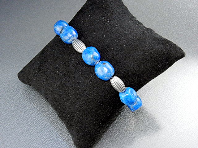 Spiritual Beads Lapis sterling Silver Bracelet