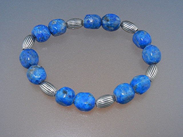 Spiritual Beads Lapis sterling Silver Bracelet