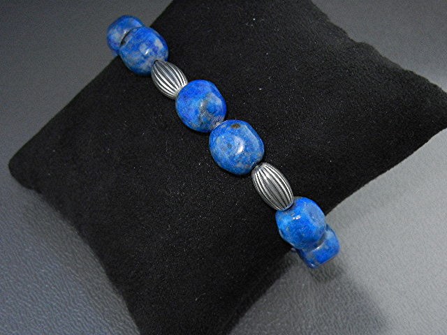 Spiritual Beads Lapis sterling Silver Bracelet