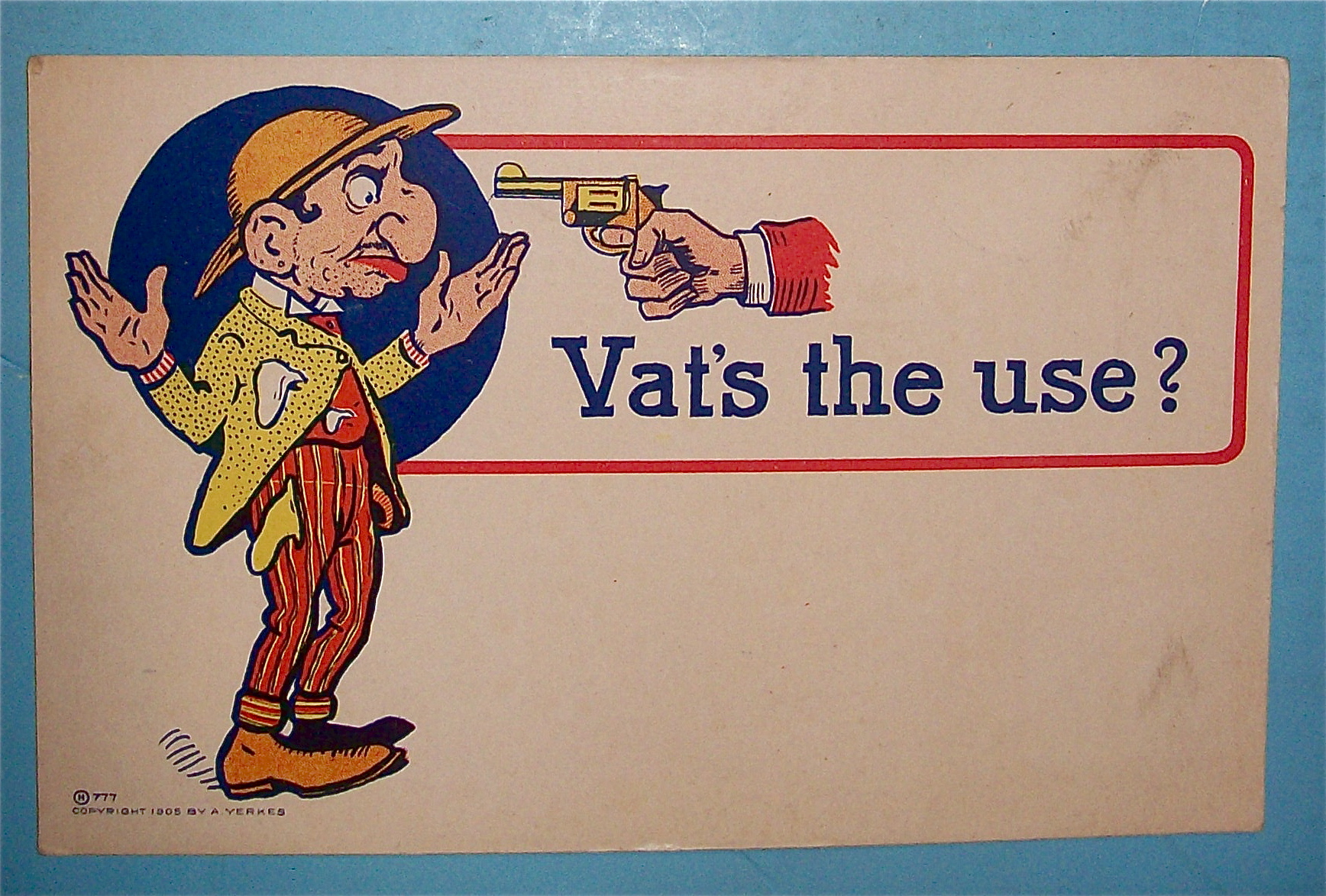 Man Standing With His Hands Up Postcard