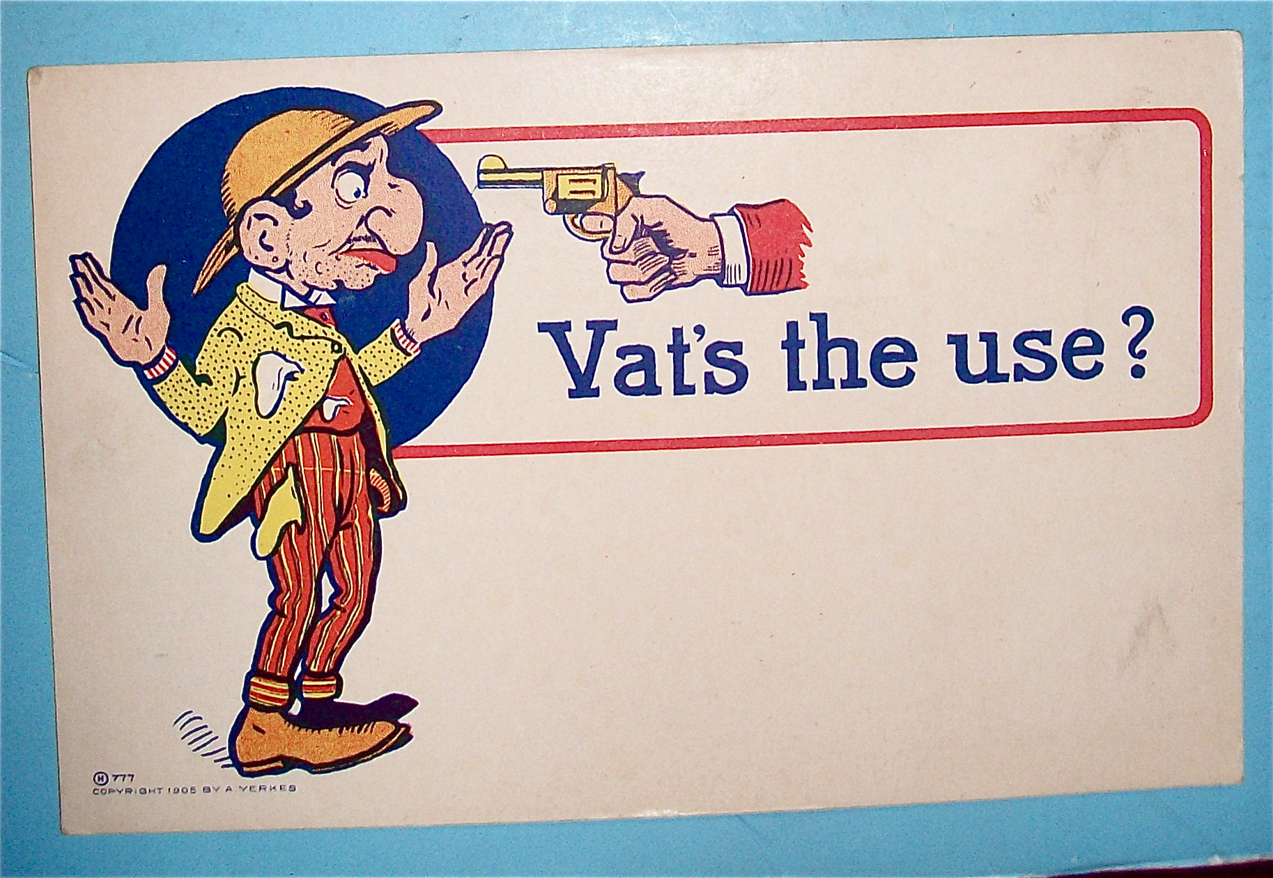 Man Standing With His Hands Up Postcard