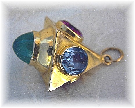 Pendant 22K Gold Amethyst Ruby Blue Topaz Jade